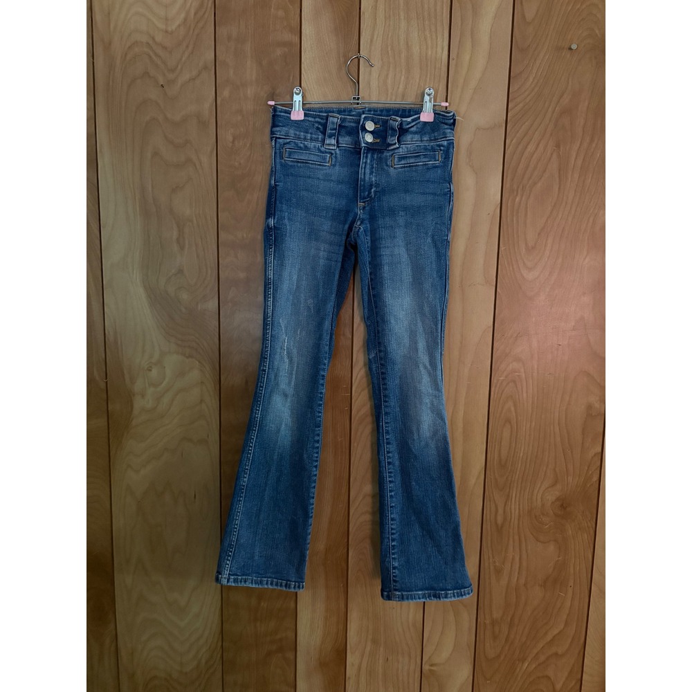H&M Girls Blue Bootcut Jeans Low Waist Double Button Size 12 Medium Wash Denim‎